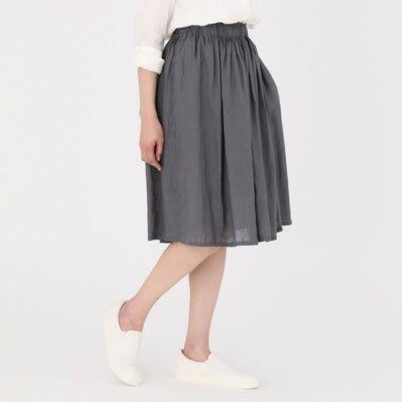 Muji Dresses & Skirts - Muji Linen Skirt Grey Size Medium
